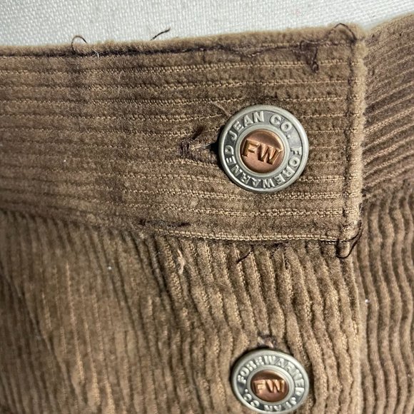 Fore Warned Corduroy Brown Skirt Button Front Mini Skirt Women's Size 14 - Picture 5 of 15